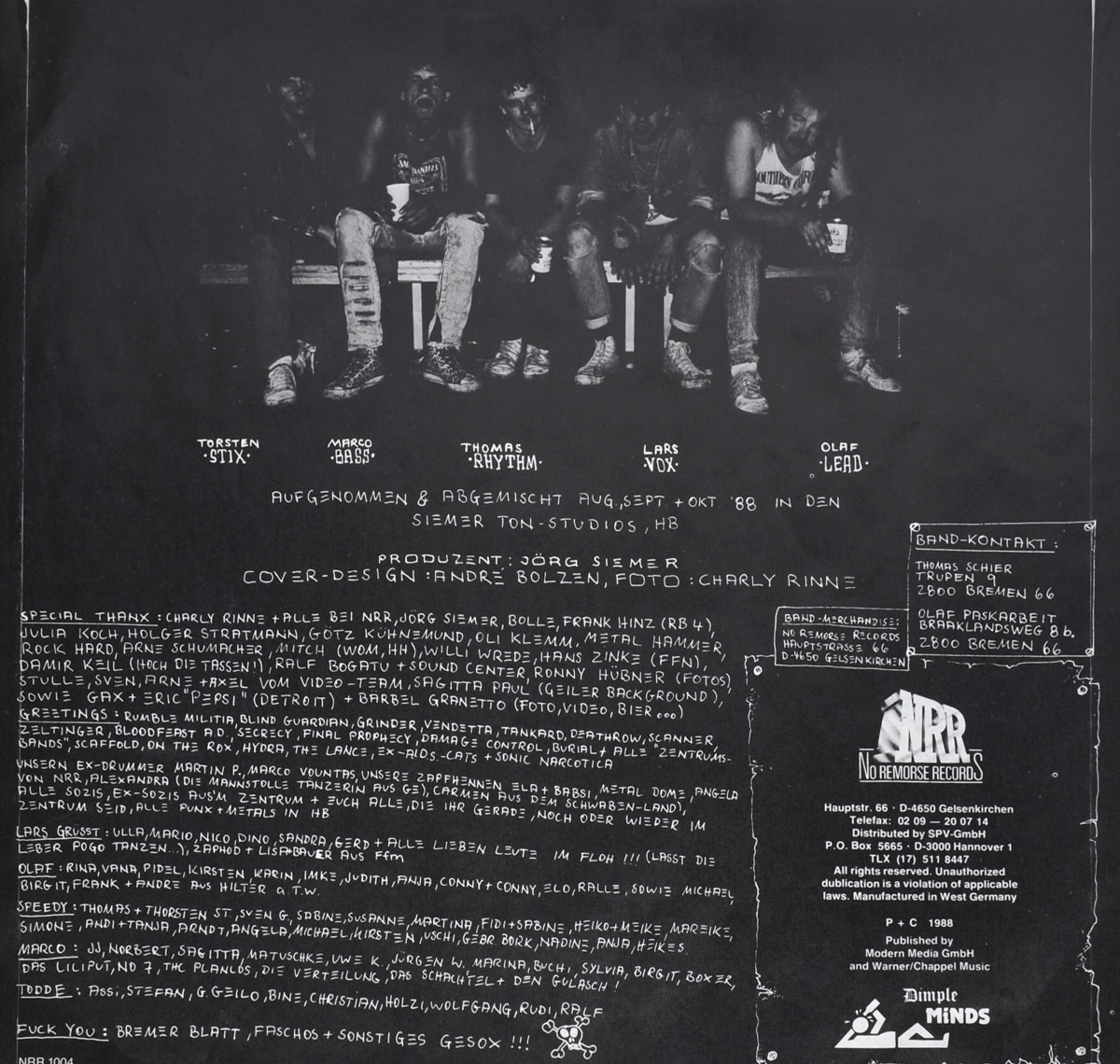 DIMPLE MINDS - Trinker an die Macht custom inner sleeve